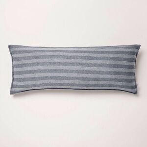 HEARTH & HAND NWT tonal stripe oblong throw pillow -blue -14x36